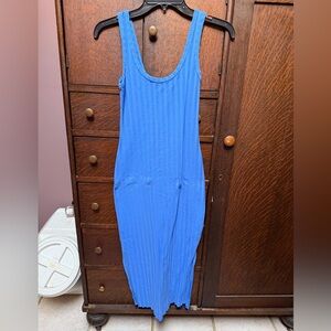 aerie Royal Blue Ribbed Midi Tank Dress